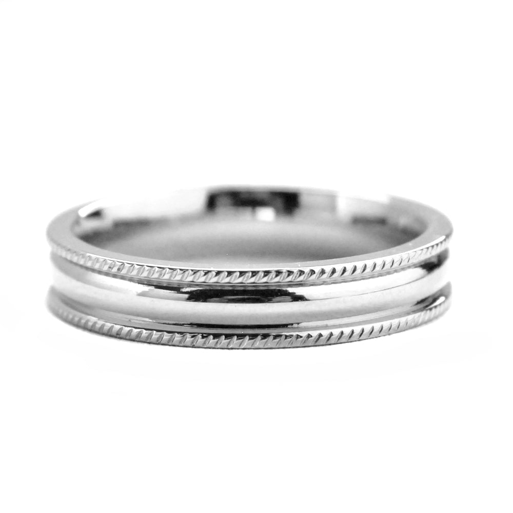 Stainless steel etched rim band ring - SSVR2105