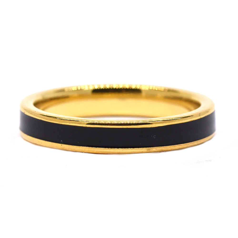 Stainless steel gold and black band ring