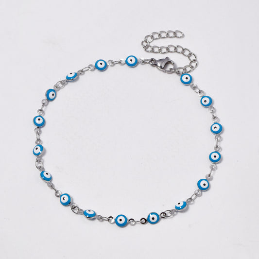 Stainless steel Evil eye multi colour anklet - SSYA4730