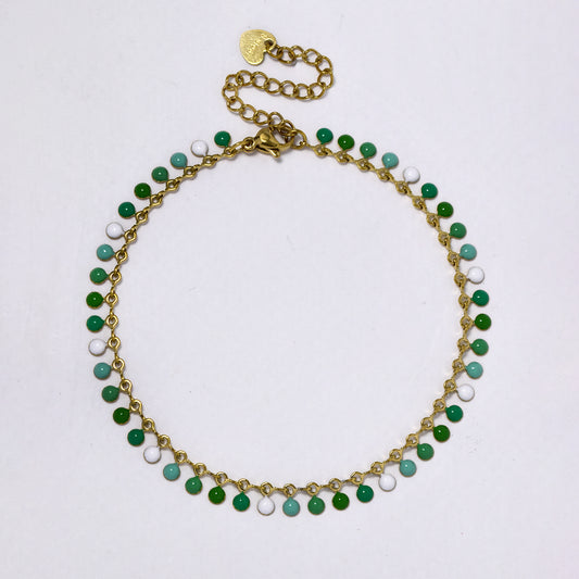 Small colour disk charm anklet - SSYA5357