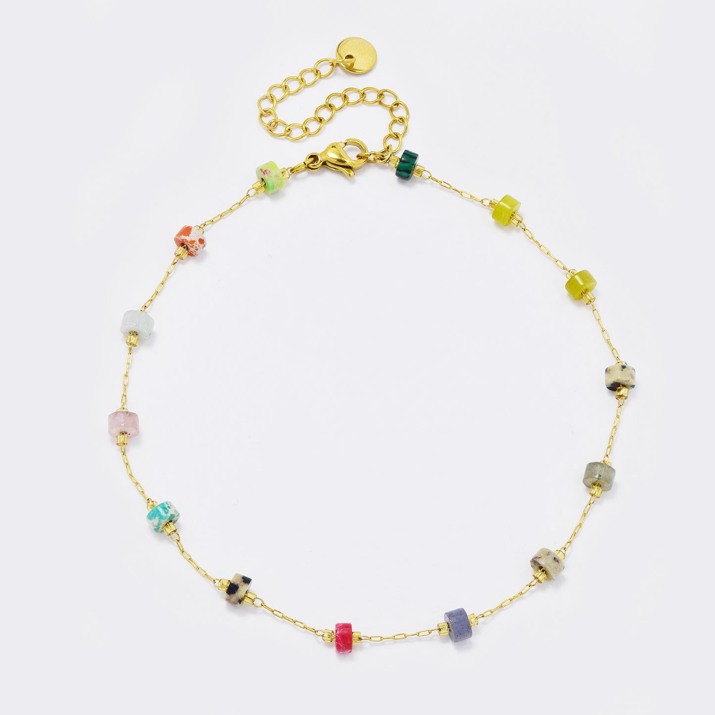 Stainless steel multi colour beaded anklet - SSYA5591