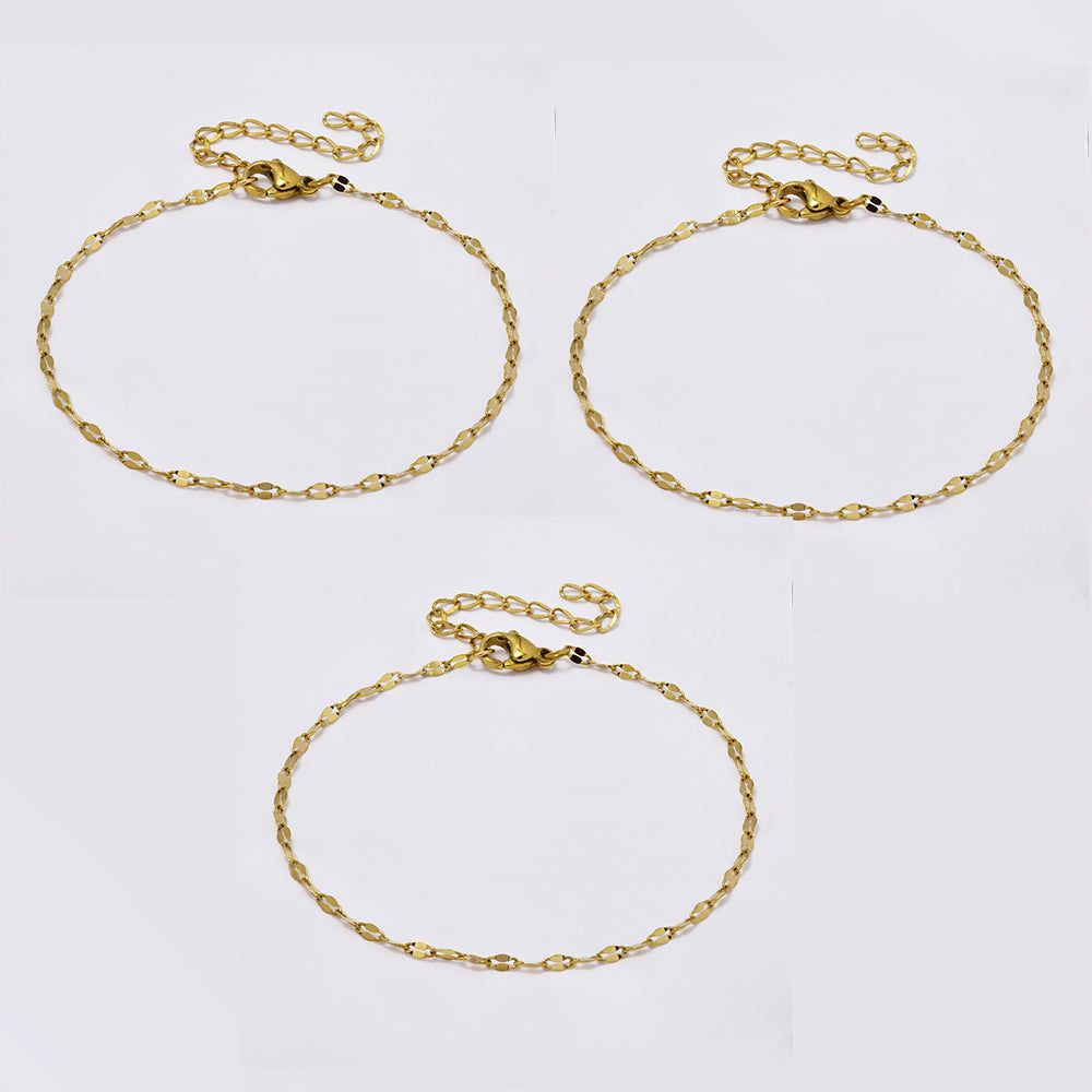 3 Pack Stainless steel Singapore link bracelet - SSYB5042