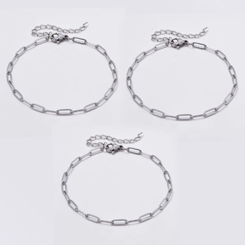 3 Pack Stainless steel paper clip bracelet - SSYB5044