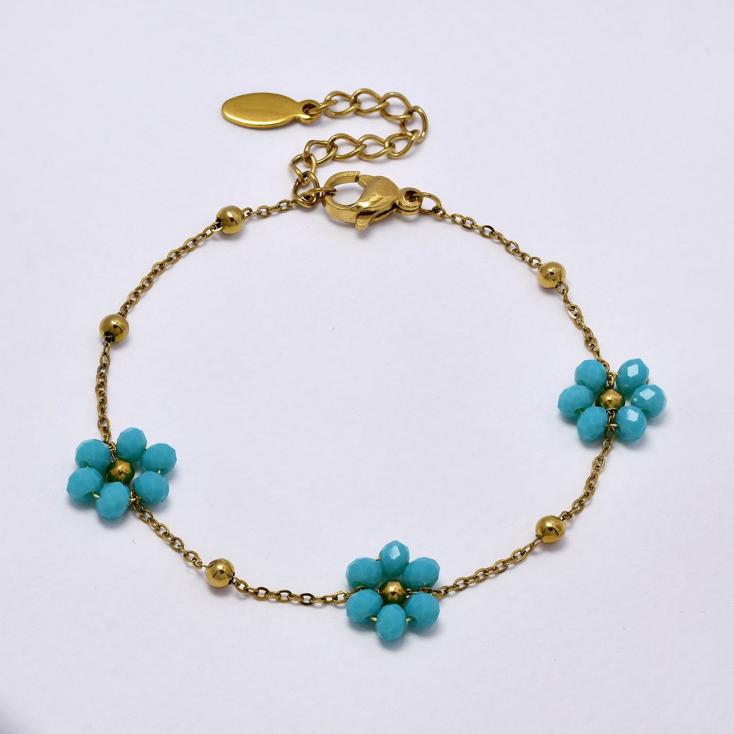 Stainless steel colour flower beaded bracelet - SSYB5177