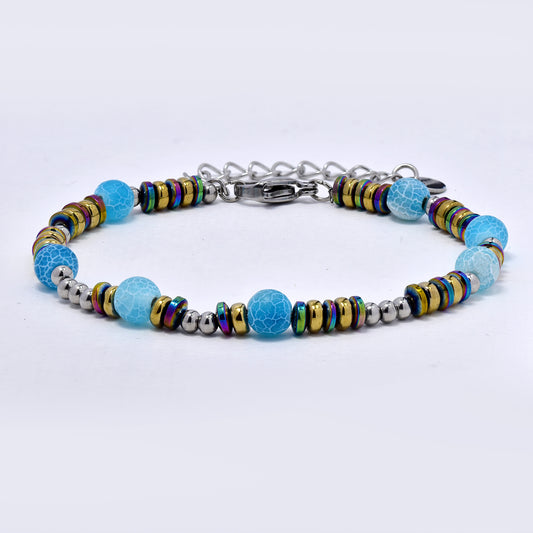 Blue and metallic colour bracelet - SSYB5597