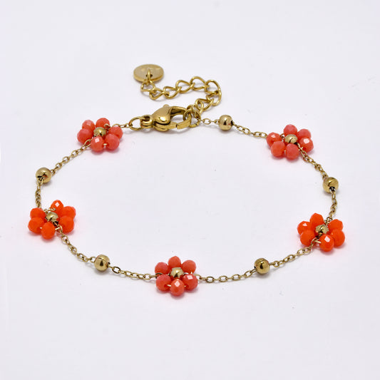 Stainless steel flower bead bracelet - SSYB5604