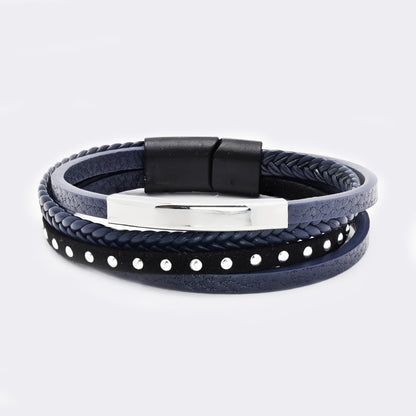 Steel and leather bracelet - SSYB5830