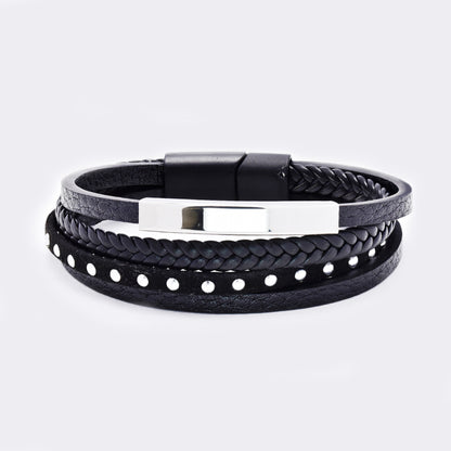 Steel and leather bracelet - SSYB5830