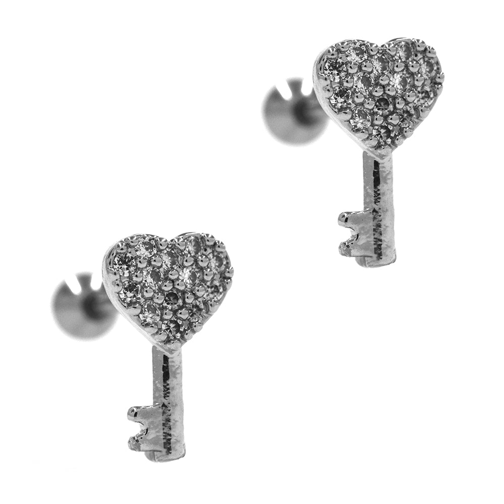 2 Pack Stainless steel cubic zirconia heart piercing - SSYBJ1843