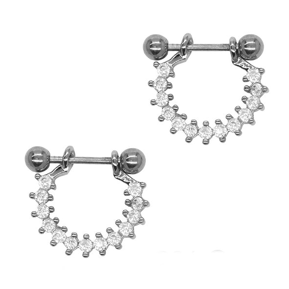 2 Pack Horse shoe spiked cubic zirconia septum piercing - YBJ2291