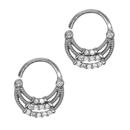 2 Pack rope textured crystal septum piercing - YBJ2309