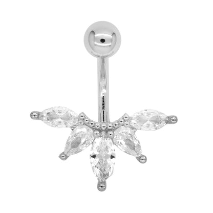 2 Pack Stainless steel fan cubic zirconia belly ring - SSYBJ3382