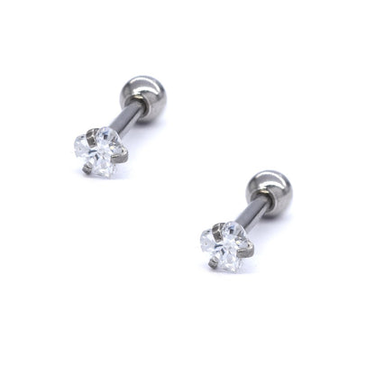 2 Pack cubic zirconia 3mm heart Stainless steel ear piercing - SSYBJ4034