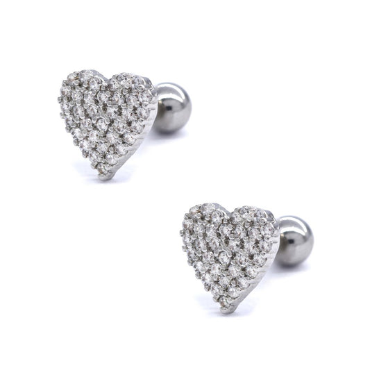 2 Pack Stainless steel CZ pave heart piercing - SSYBJ4044