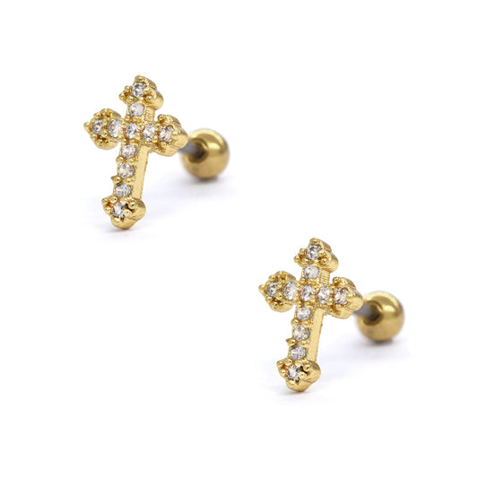 2 Pack Stainless steel cross cartilage piercing - SSYBJ4065