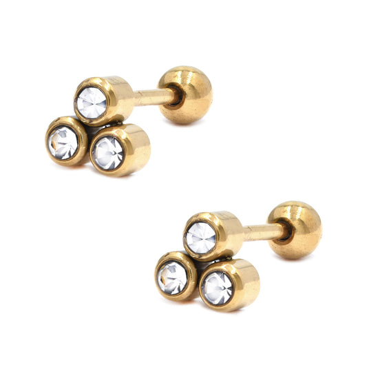 2 Piece Stainless steel piercing with Cubic Zirconia