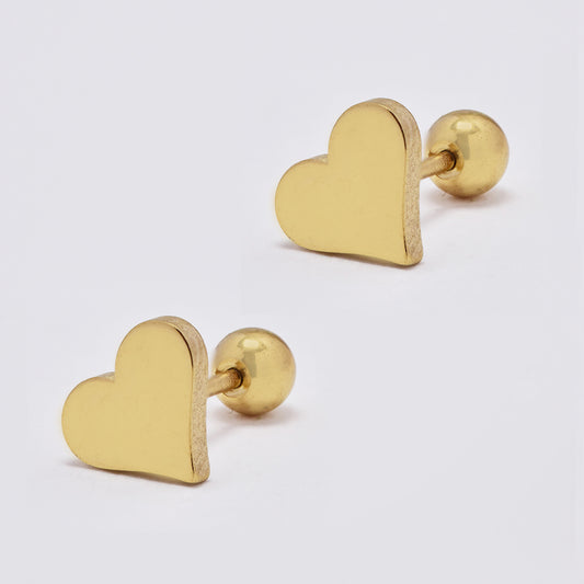 2 Pack stainless steel heart ear piercing with ball closure - SSYBJ4863