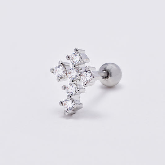 Stainless steel cubic zirconia cross cartilage piercing - SSYBJ4890