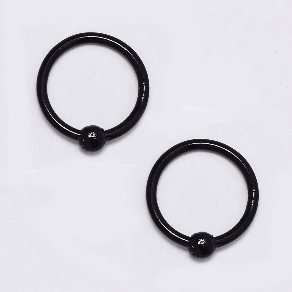 2 Pack Stainless steel 12mm x 1mm hoop and ball nose ring - SSYBJ5156