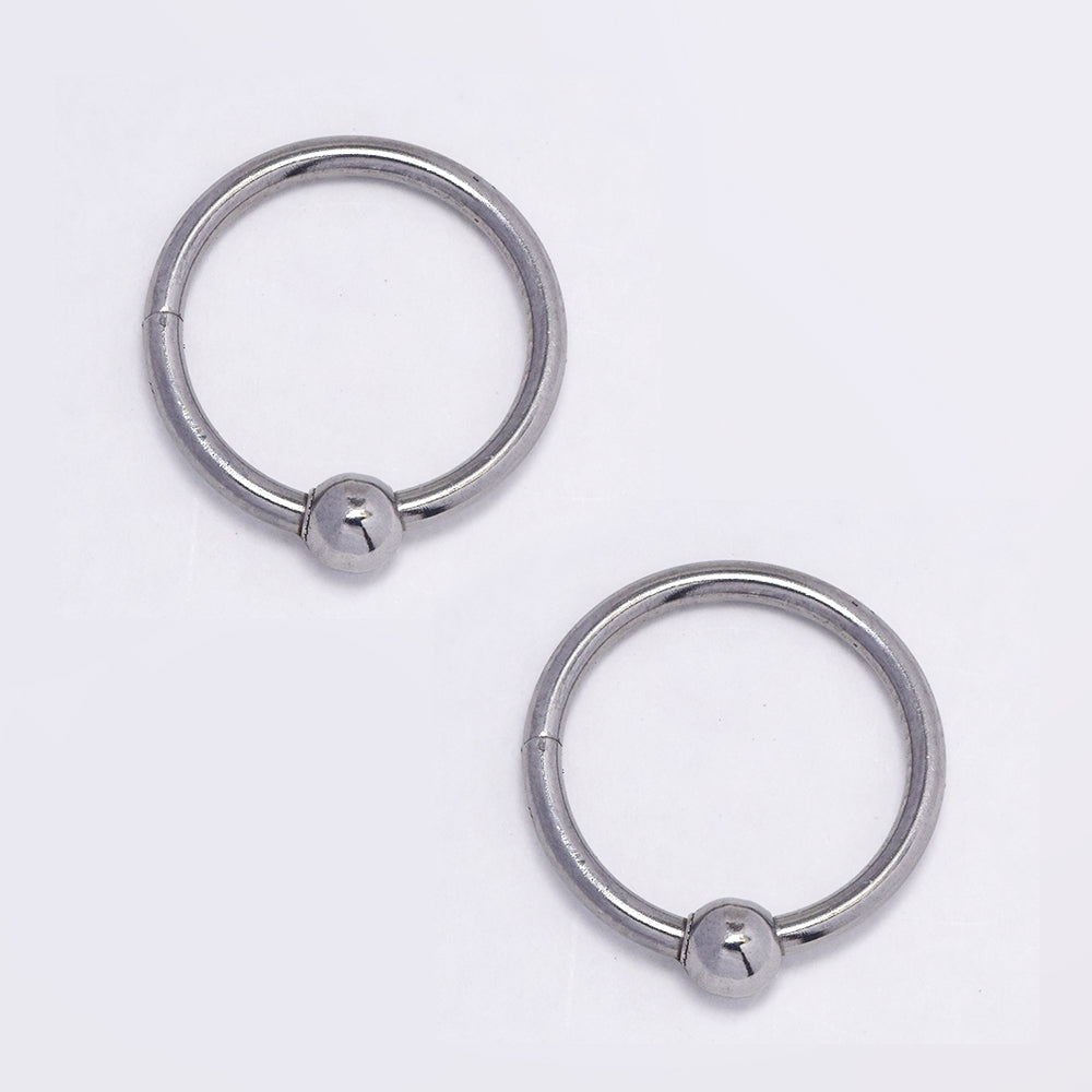 2 Pack Stainless steel 12mm x 1mm hoop and ball nose ring - SSYBJ5156