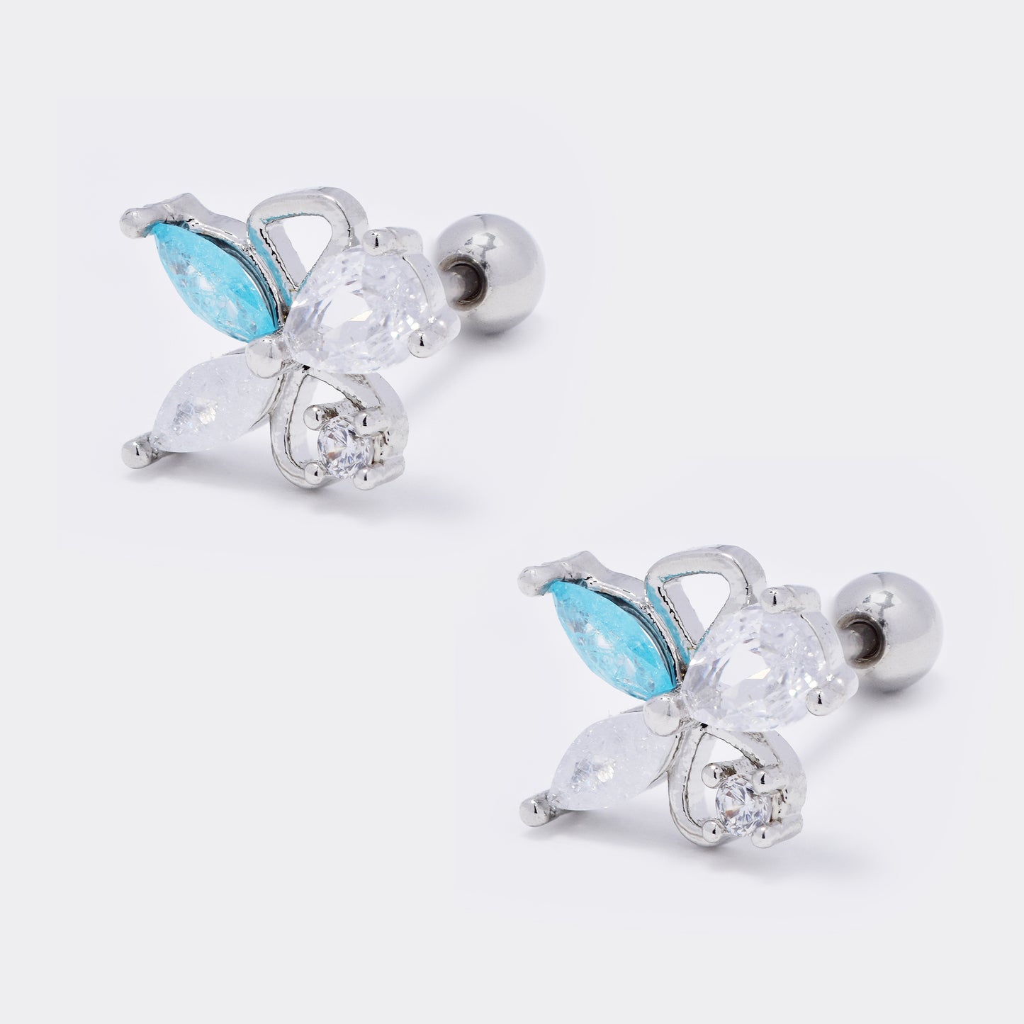 Steel abstract cz flower piercing - 2 pack - SSYBJ5736