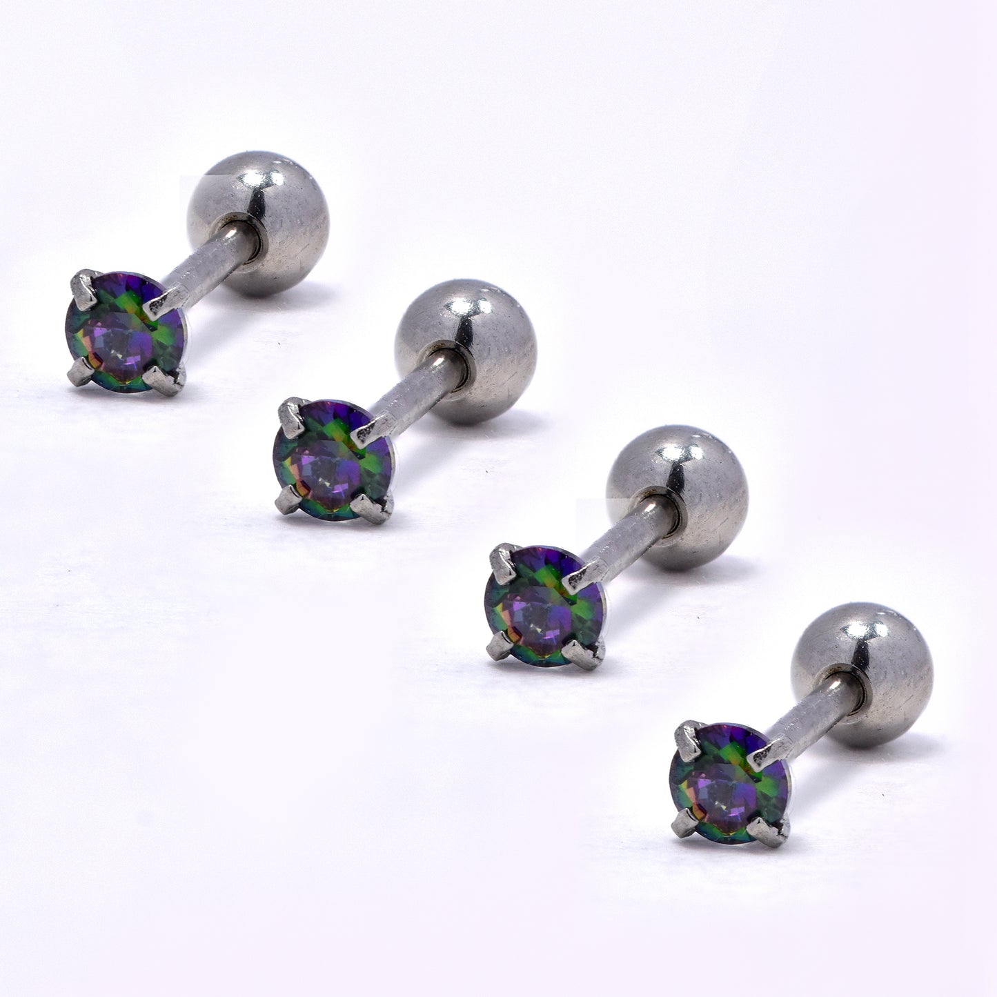 Steel 2.5mm round CZ piercing - 4 pack - SSYBJ5796