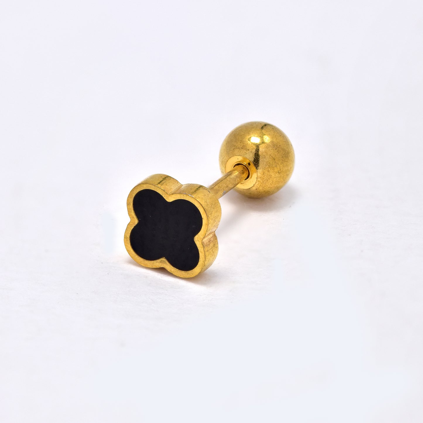 Steel black enamel flower piercing - 2 pack - SSYBJ5806