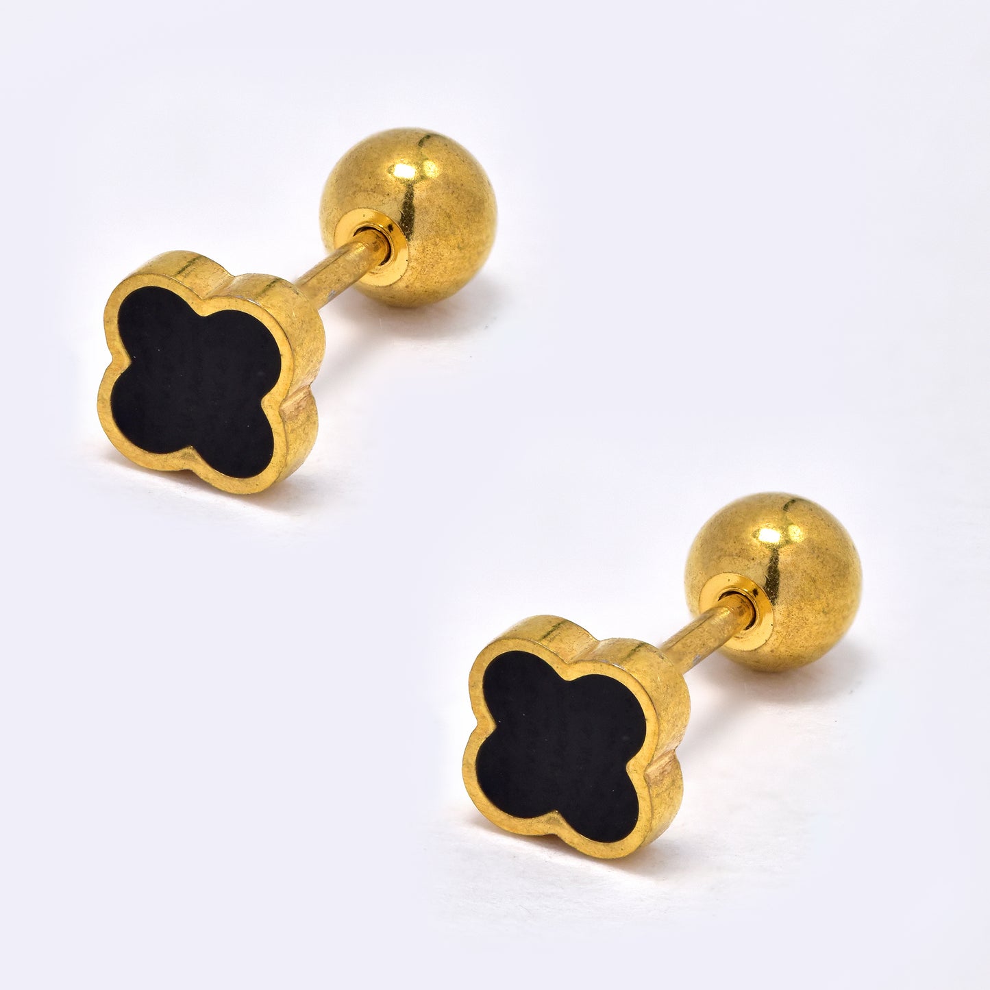 Steel black enamel flower piercing - 2 pack - SSYBJ5806