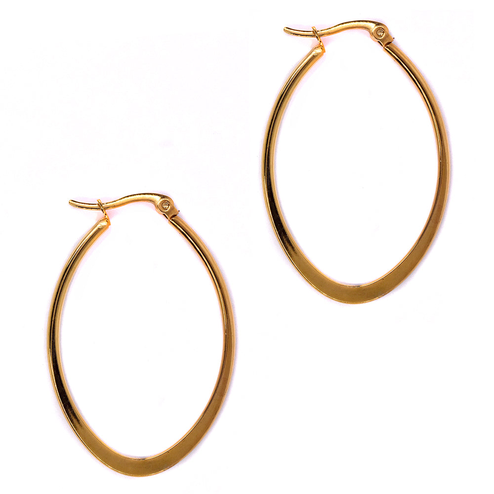 Stainless steel gold 43mm x 29mm oval hoop - SSYE2198