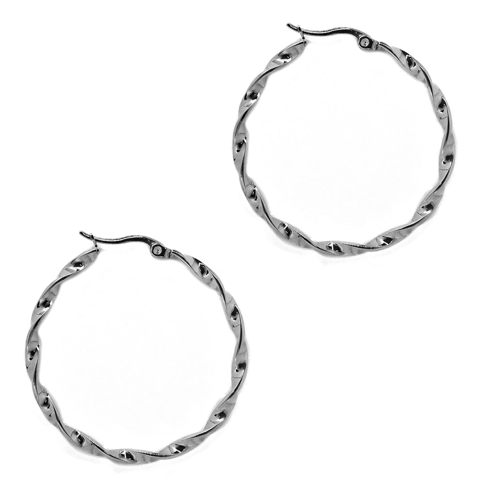 Stainless steel 40mm x 2mm twisted hoop - SSYE2199