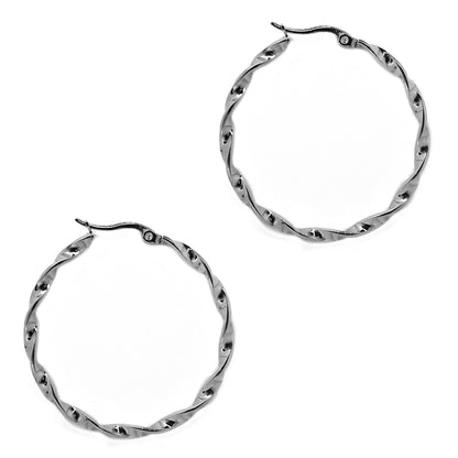 Stainless steel 40mm x 2mm twisted hoop - SSYE2199