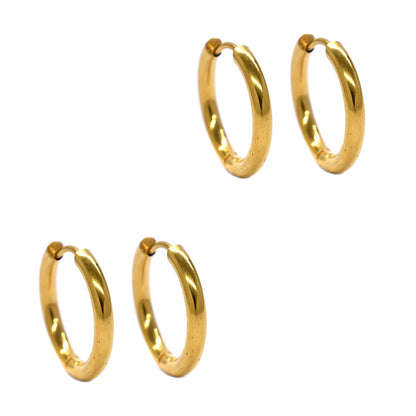 2 Pair Stainless steel gold plated 17mm sleepers