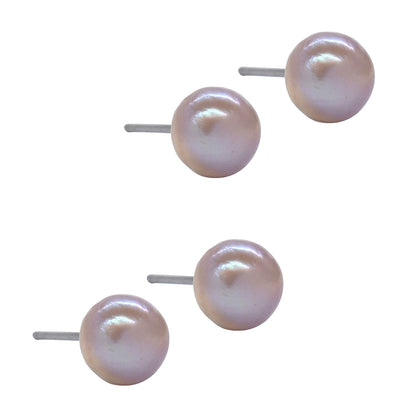 2 Pair Freshwater pearls 6mm with Stainless steel post earring - SSYE3115