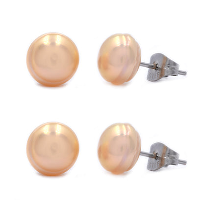 2 Pair 8mm Freshwater pearls with Stainless steel posts earring - SSYE3117