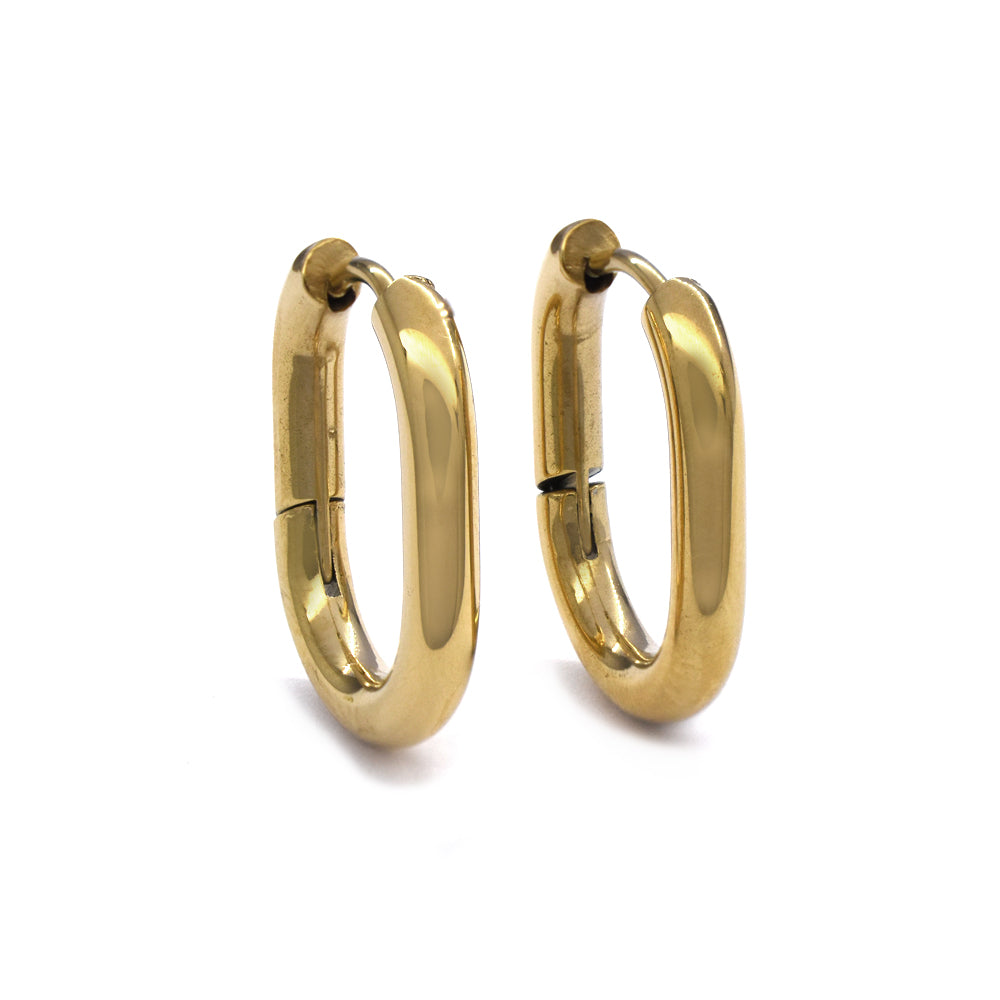 Stainless steel oval hoop earrings - SSYE4079