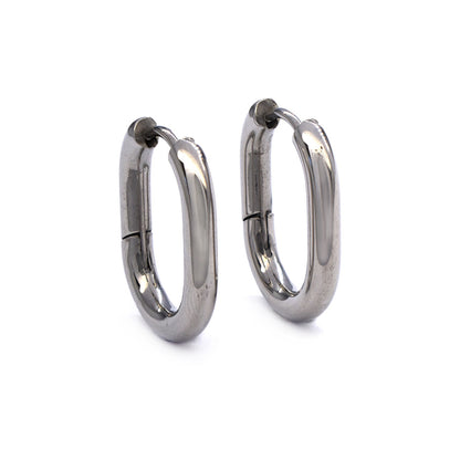 Stainless steel oval hoop earrings - SSYE4079