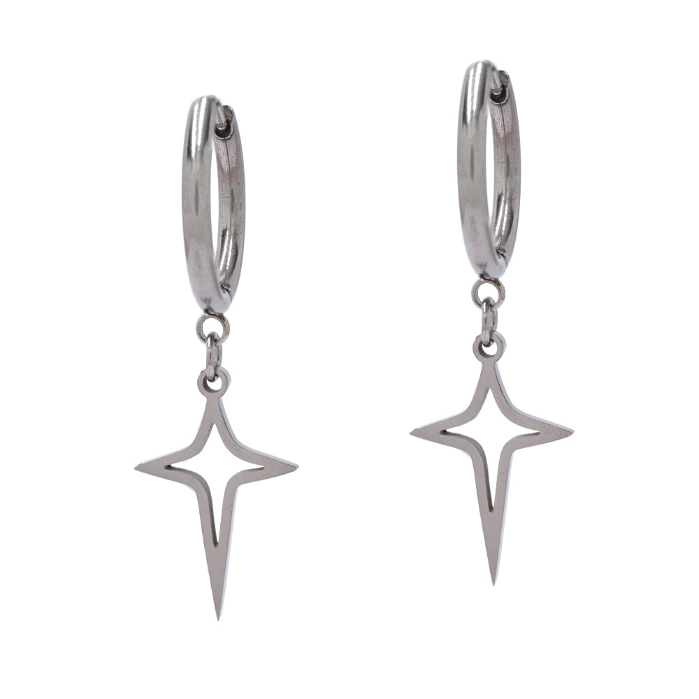 Stainless steel twinkle star on hoop - SSYE4557