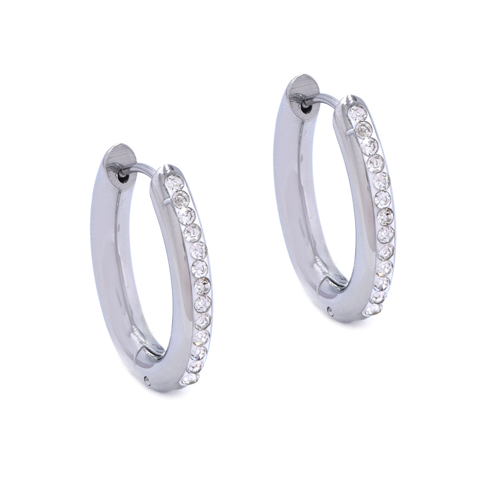 Stainless steel hinged hoop  with cubic zirconia - SSYE4632