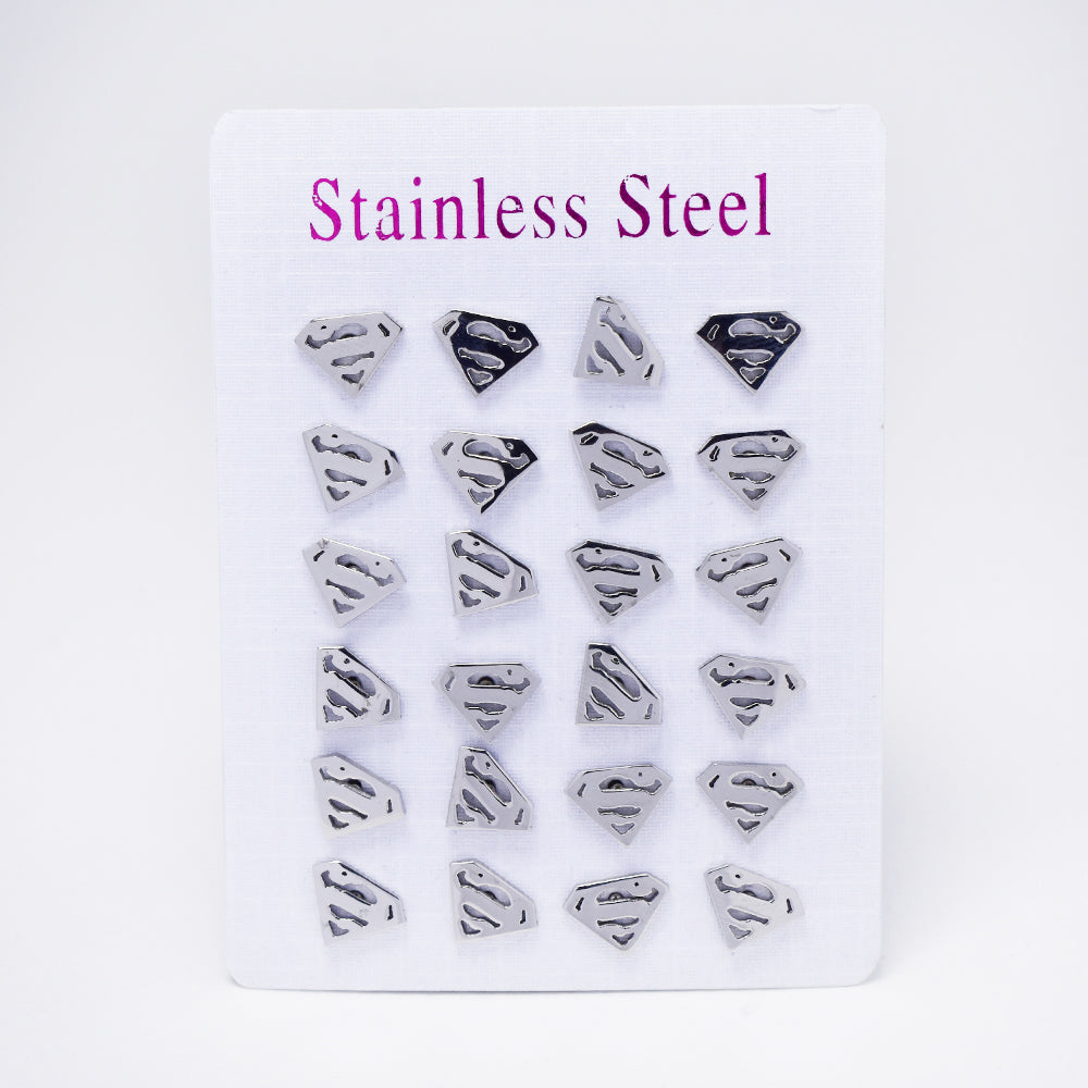 12 pack Stainless steel superman logo stud - SSYE4883