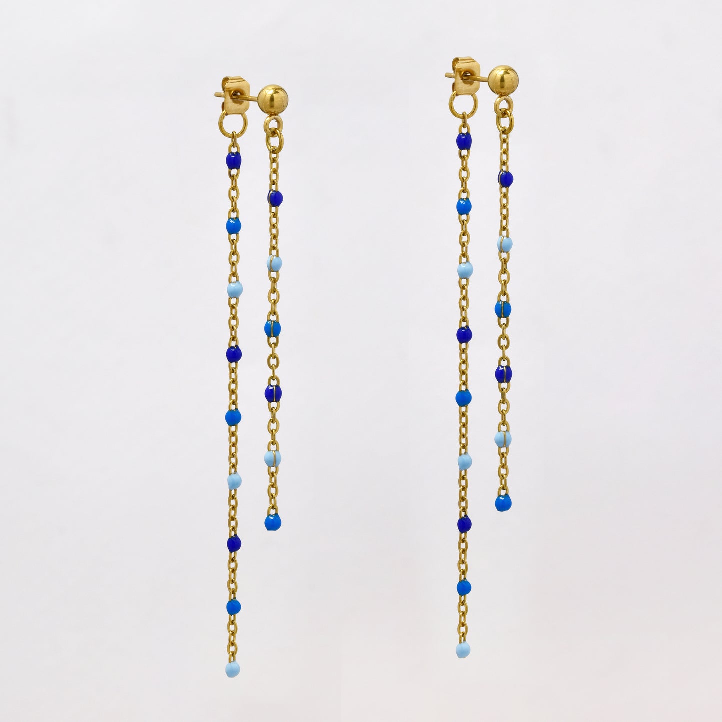 Steel two strand enamel bead earring - SSYE4930