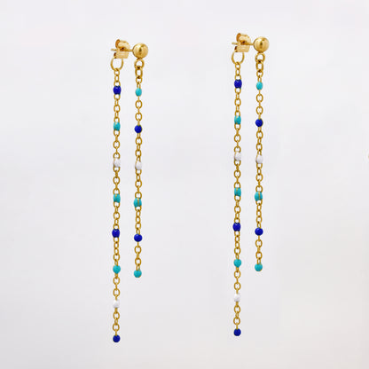 Steel two strand enamel bead earring - SSYE4930