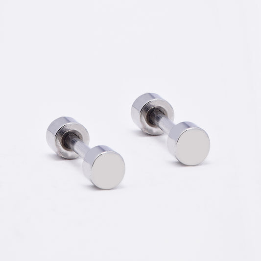 Stainless steel 2mm dumbbell earrings pair - SSYE4933