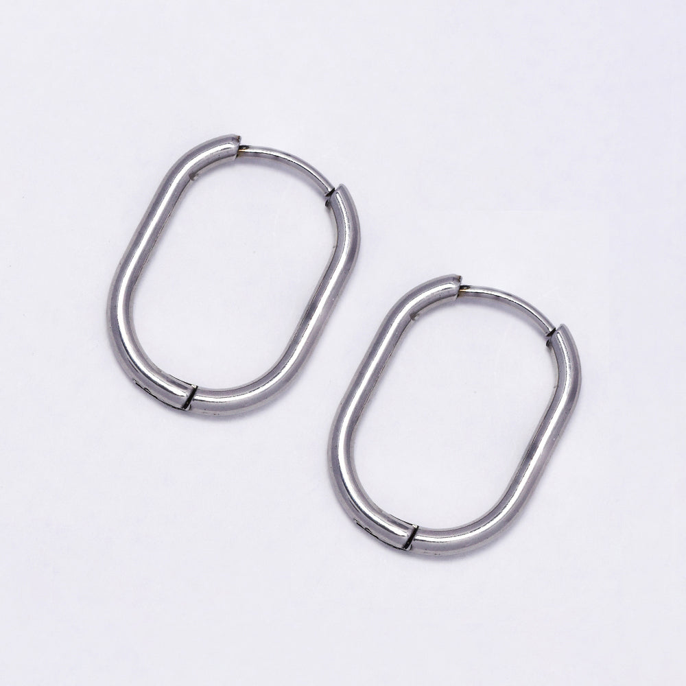 Stainless steel gold oval hoop earring - SSYE5021