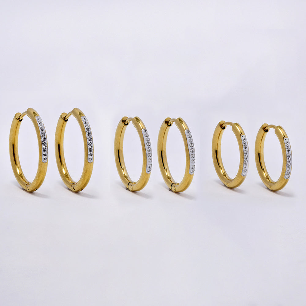 3 Pack stainless steel gold19mm, 21mm, 23mm hoop earrings