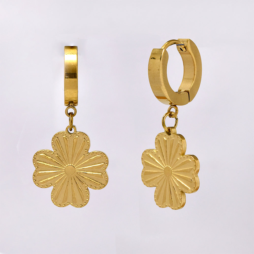 Stainless steel gold flower earring