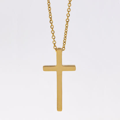 Stainless steel plain cross necklace - Cross: L31mm x W15mm chain: 45cm + 5cm extension chain - SSYN2086