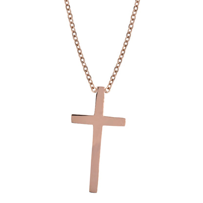 Stainless steel plain cross necklace - Cross: L31mm x W15mm chain: 45cm + 5cm extension chain - SSYN2086