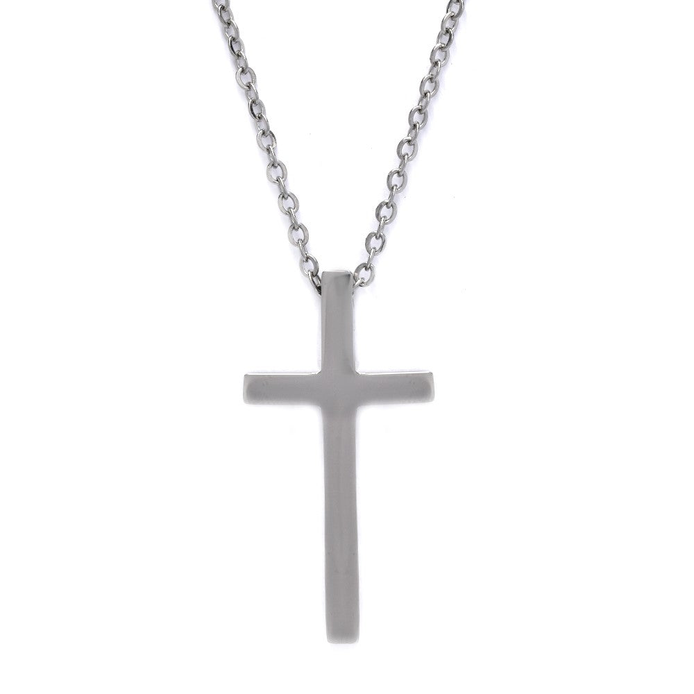 Stainless steel plain cross necklace - Cross: L31mm x W15mm chain: 45cm + 5cm extension chain - SSYN2086