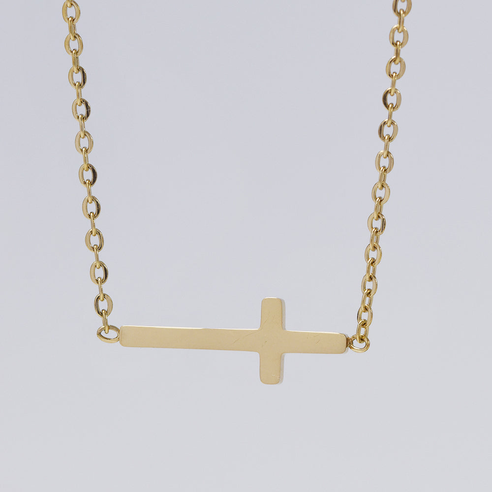 Stainless steel 18mm cross with 37 cm + 6cm extension choker necklace - SSYN3556