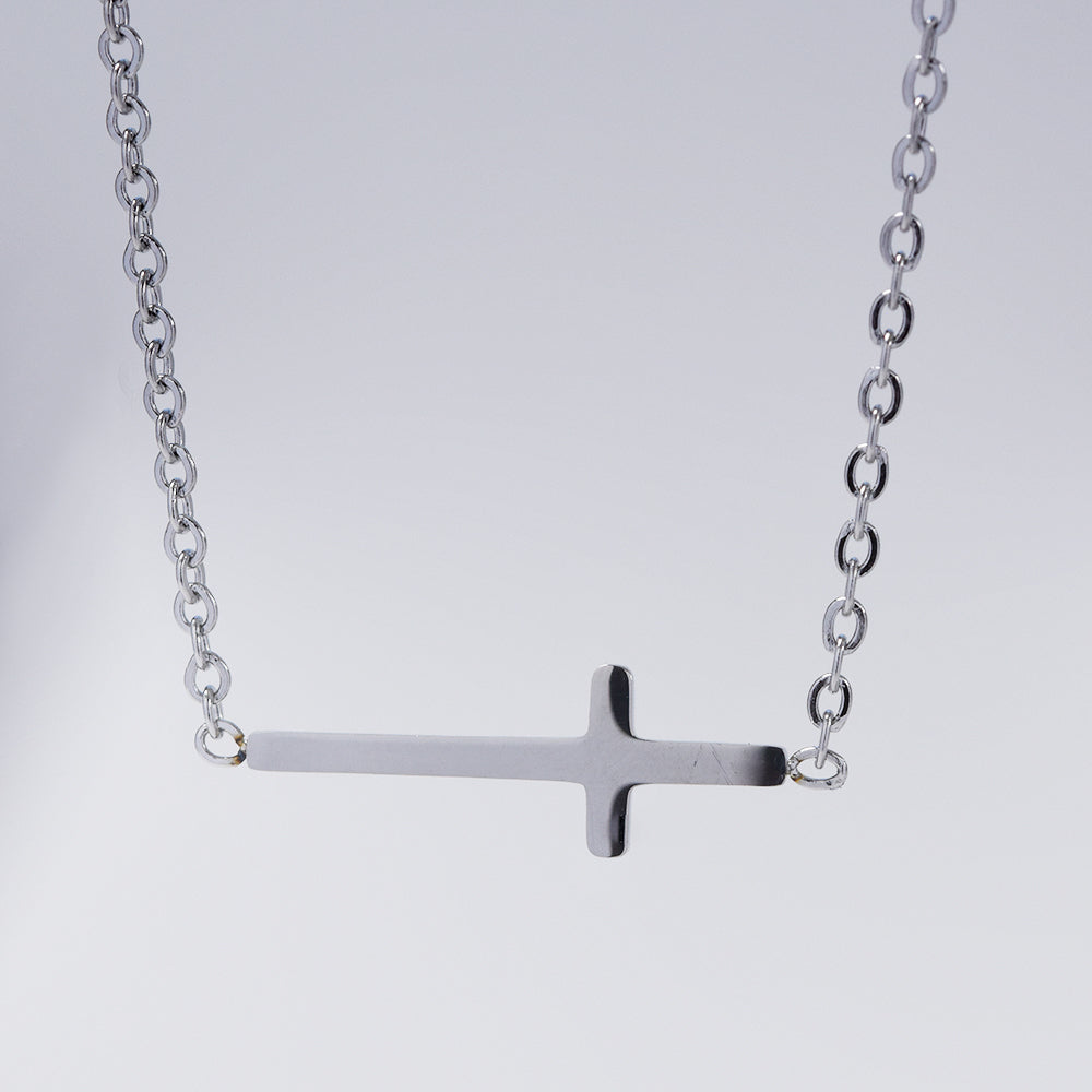 Stainless steel 21mm cross with 37 cm + 6cm extension choker necklace - SSYN3556